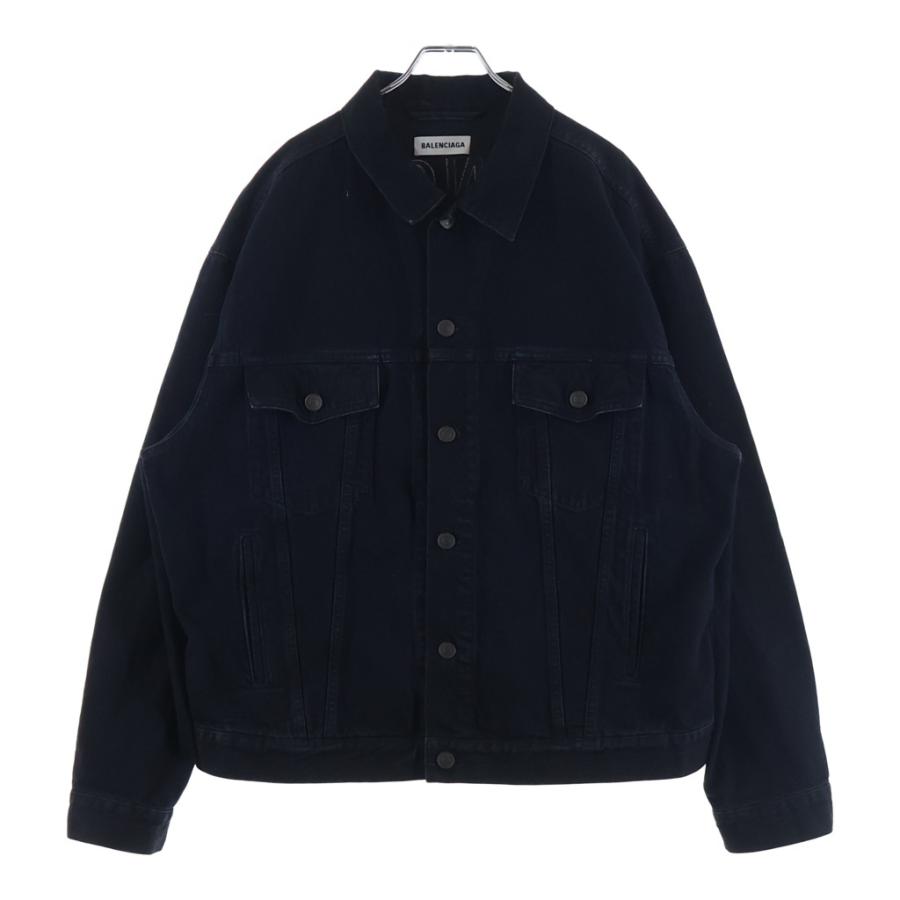 く*ん様 18ss BALENCIAGA ダーク ブラック　デニムジャケット　バ BALENCIAGA（バレンシアガ） バックロゴ デニムジャケット ブラック