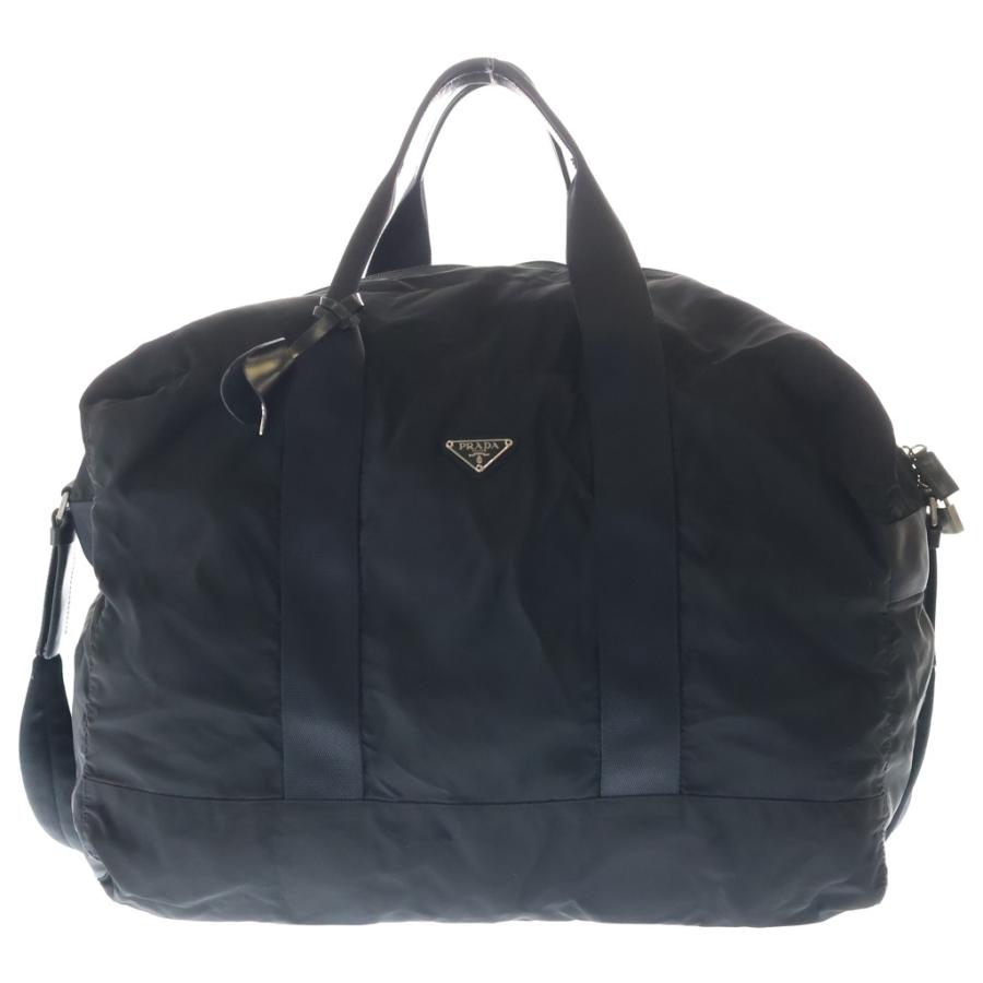【美品】プラダPRADA 2wayサフィアーノボストンバッグ大3角プレート黒 PRADA（プラダ） サフィアーノ 三角プレート ナイロン 2WAY ショルダー