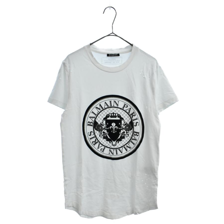 Balmain バルマン 18ss ダメージ加工エンブレムロゴtシャツ ホワイト 90h Bring Yahoo ショップ 通販 Yahoo ショッピング