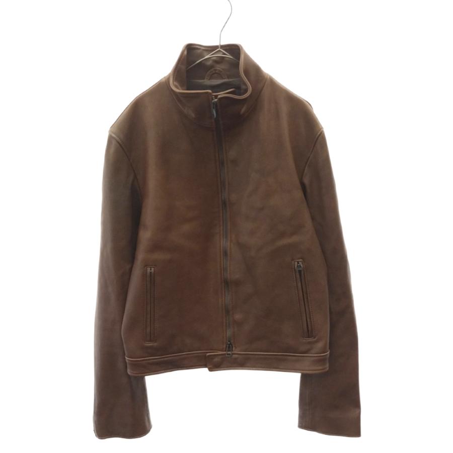 ヨウジヤマモト プールオム 17AW ハイネックシングルレザーライダース 