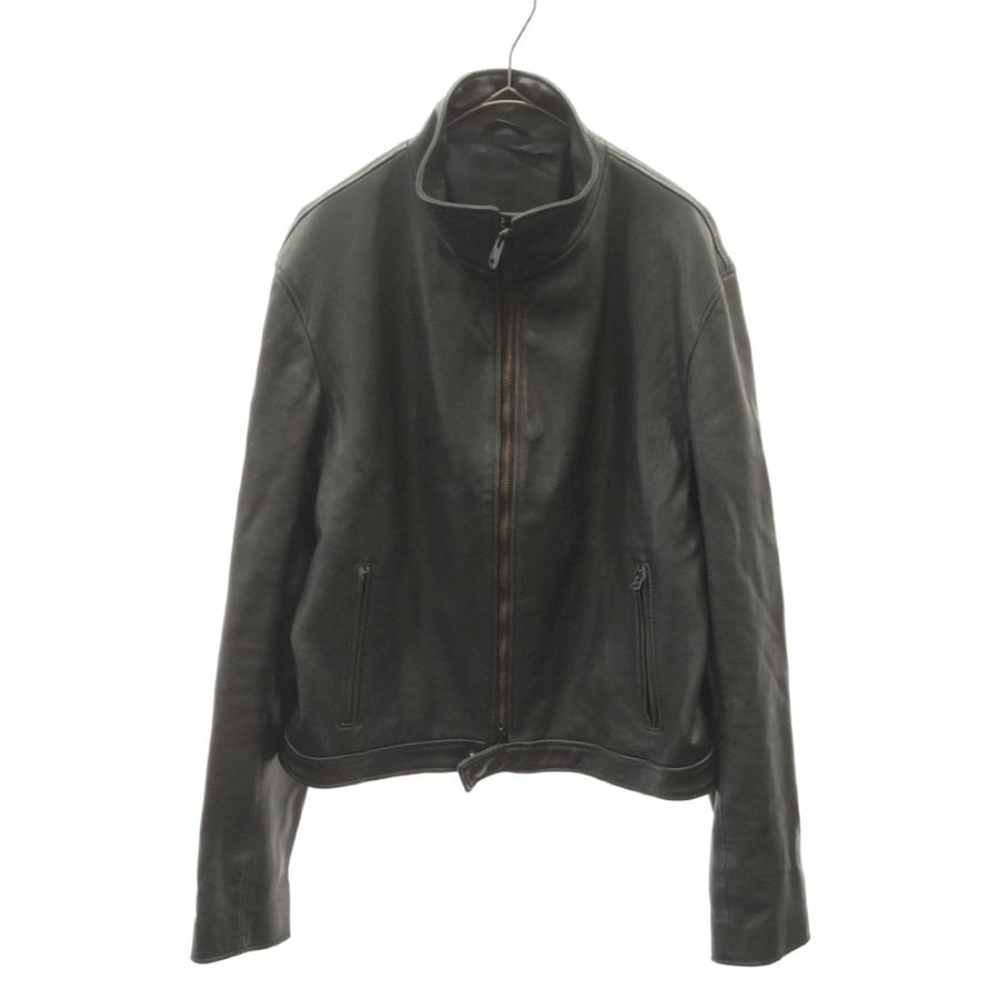 ヨウジヤマモト プールオム 17AW ハイネックシングルレザーライダース 