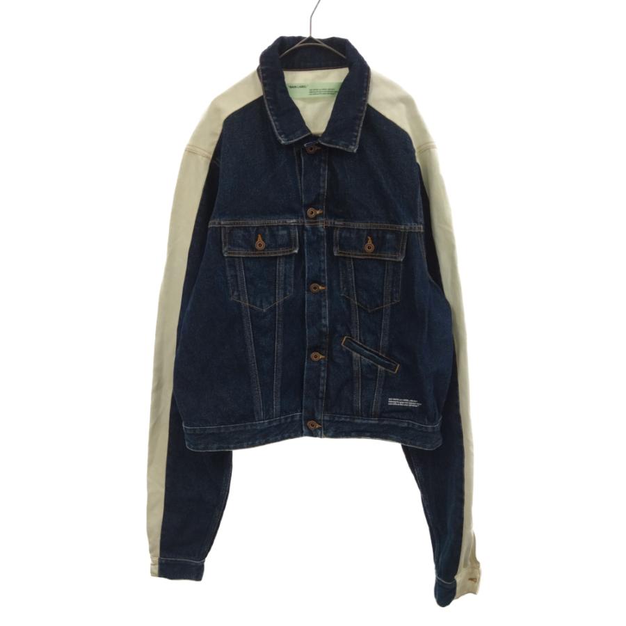 オフホワイト アームラインデザイン ボタンダウン デニム ジャケット  