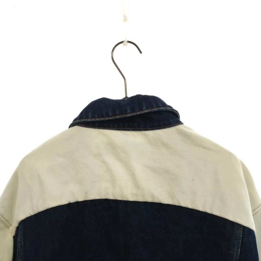 オフホワイト アームラインデザイン ボタンダウン デニム ジャケット  