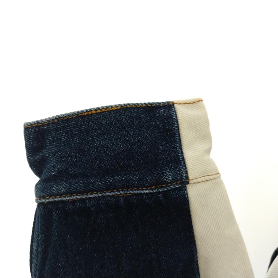 オフホワイト アームラインデザイン ボタンダウン デニム ジャケット  