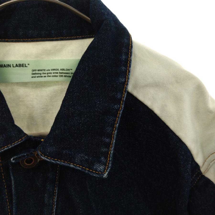オフホワイト アームラインデザイン ボタンダウン デニム ジャケット  