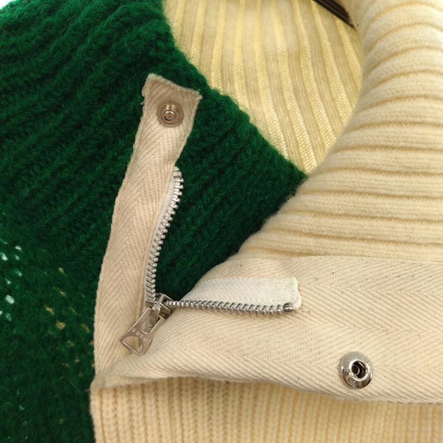 sacai サカイ 19AW ウールニットジャケット 切り替えニット グリーン 