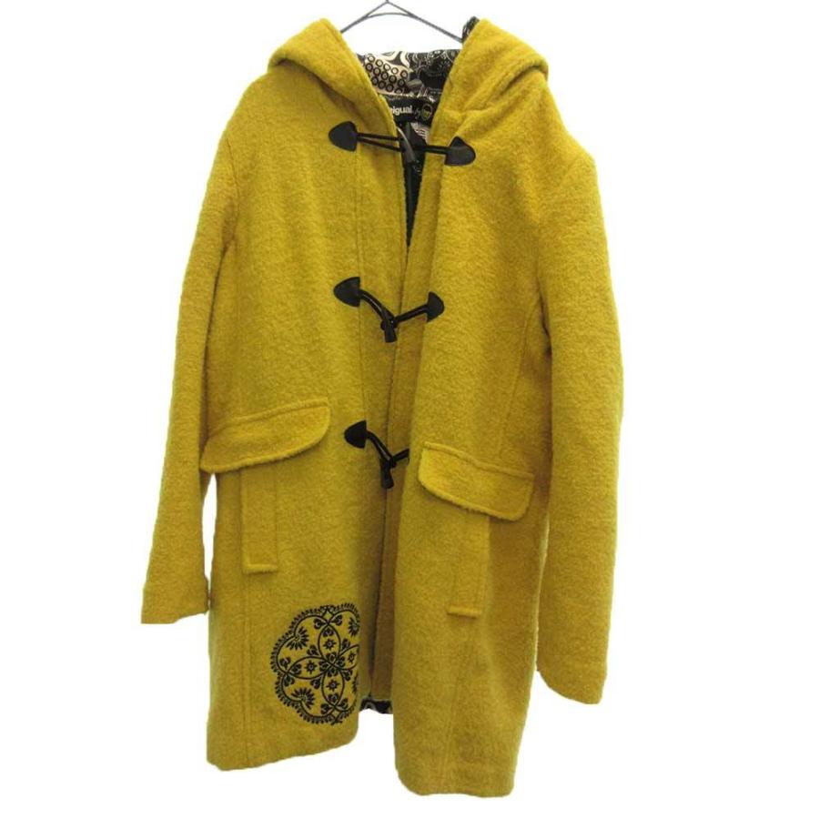 デシグアル 刺繍デザインウールダッフルコート イエロー クーポン対象外
