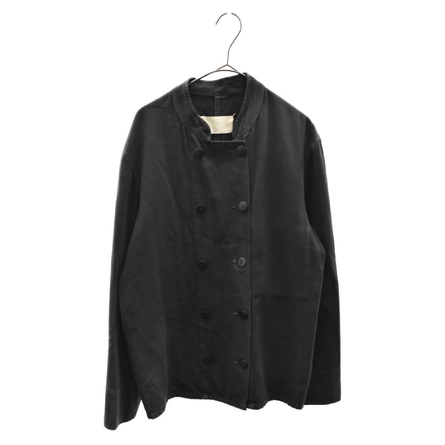 マルタンマルジェラ 白タグ コットンカバーオール バンドカラー 長袖シャツジャケット ブラック FRANCE/フランス製