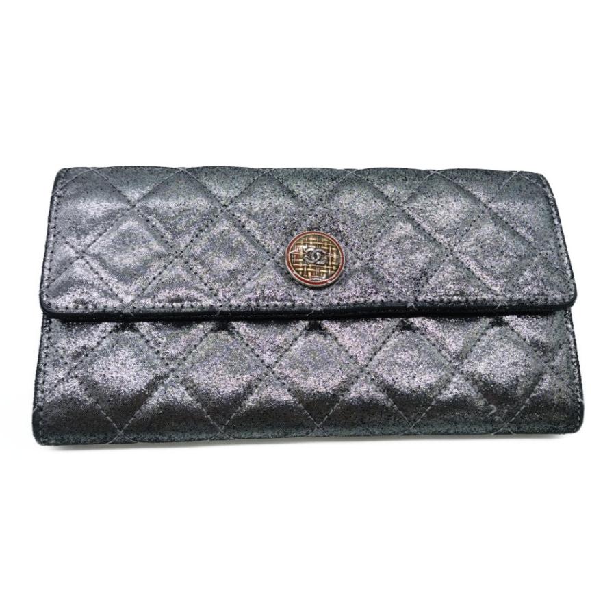 シャネル Chanel マトラッセ メンズファッション ロングウォレット シルバー ラメ加工 長財布 シルバー ショップ Bring 9022e1053