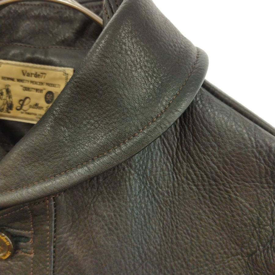 varde77 レザージャケッット ショールカラー- 