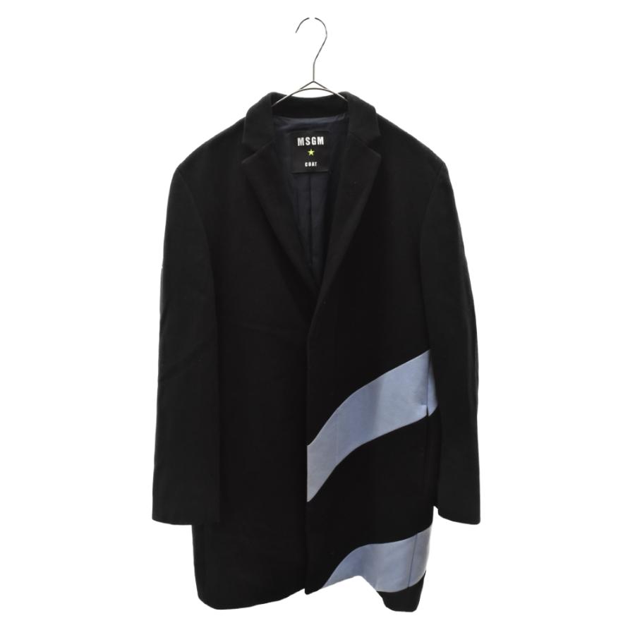 MSGM エムエスジーエム Mロゴ ウールチェスターコート ブラック  