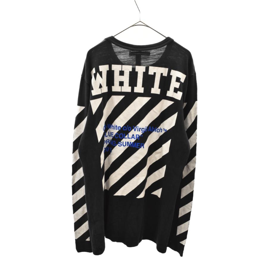 オフホワイト 16SS BLUE COLLAR TEE アームプリント ロングスリーブ T 