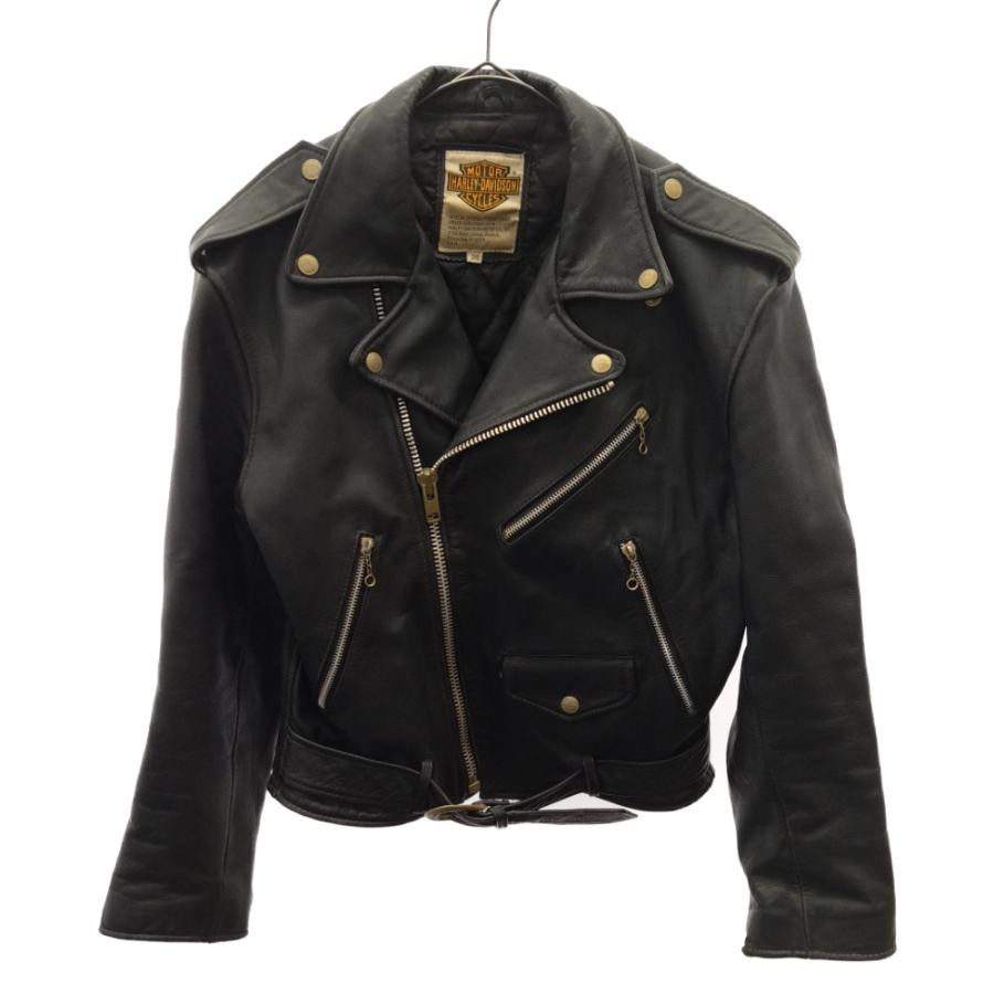 ハーレーダビットソン レザー　ジャケット ダブル キルティング HARLEY DAVIDSON Double Riders Jacket Leather Jacket S Black