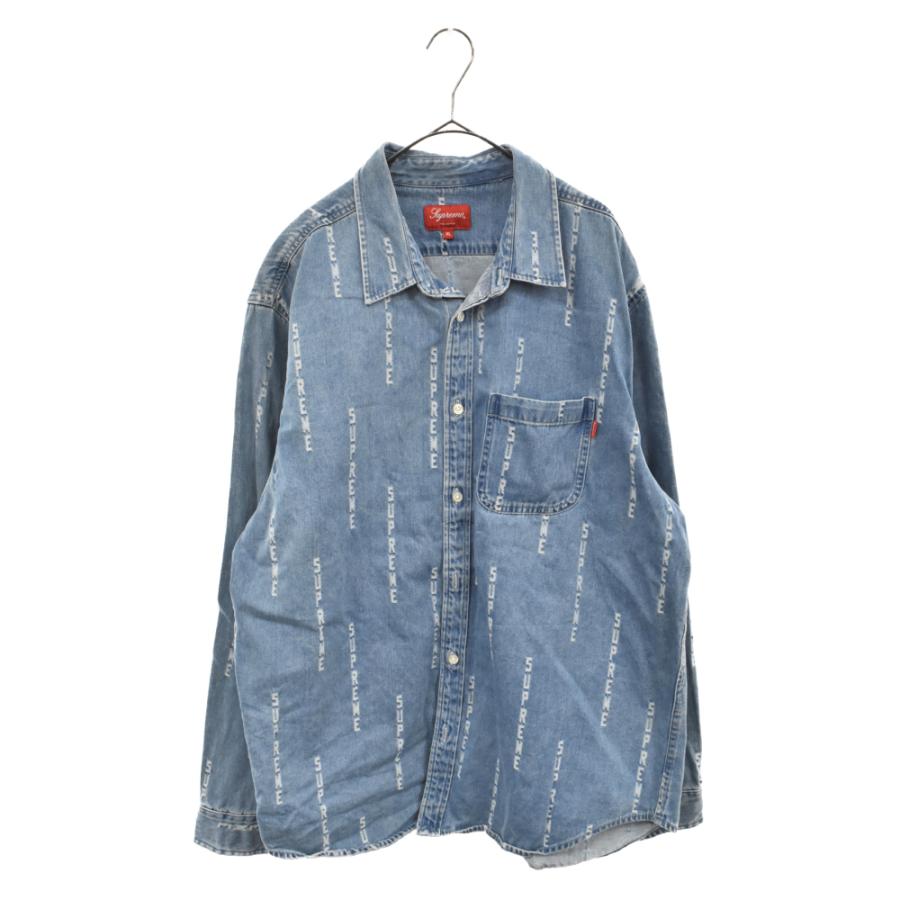 シュプリーム 20AW ロゴ ストライプ ジャガード デニム シャツ シュプリーム 20AW ロゴ ストライプ ジャガード デニム シャツ