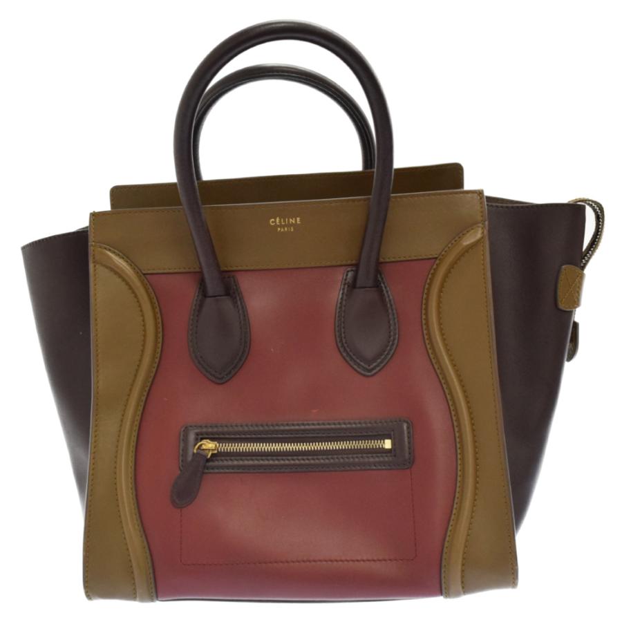 CELINE セリーヌ ラゲージ ミニ バイカラー ハンドバッグ バーガンディ 
