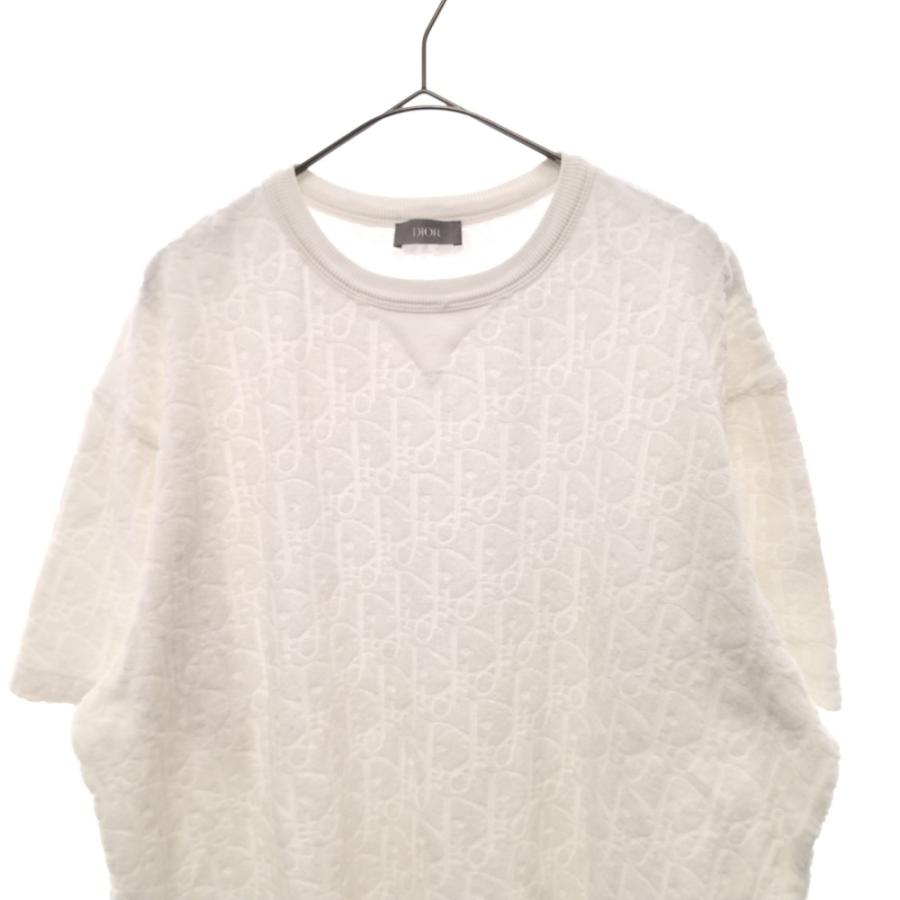 Dior ホワイト Tシャツ パイル地　オブリーク　総柄 Christian Dior(クリスチャンディオール) オブリークジャガード