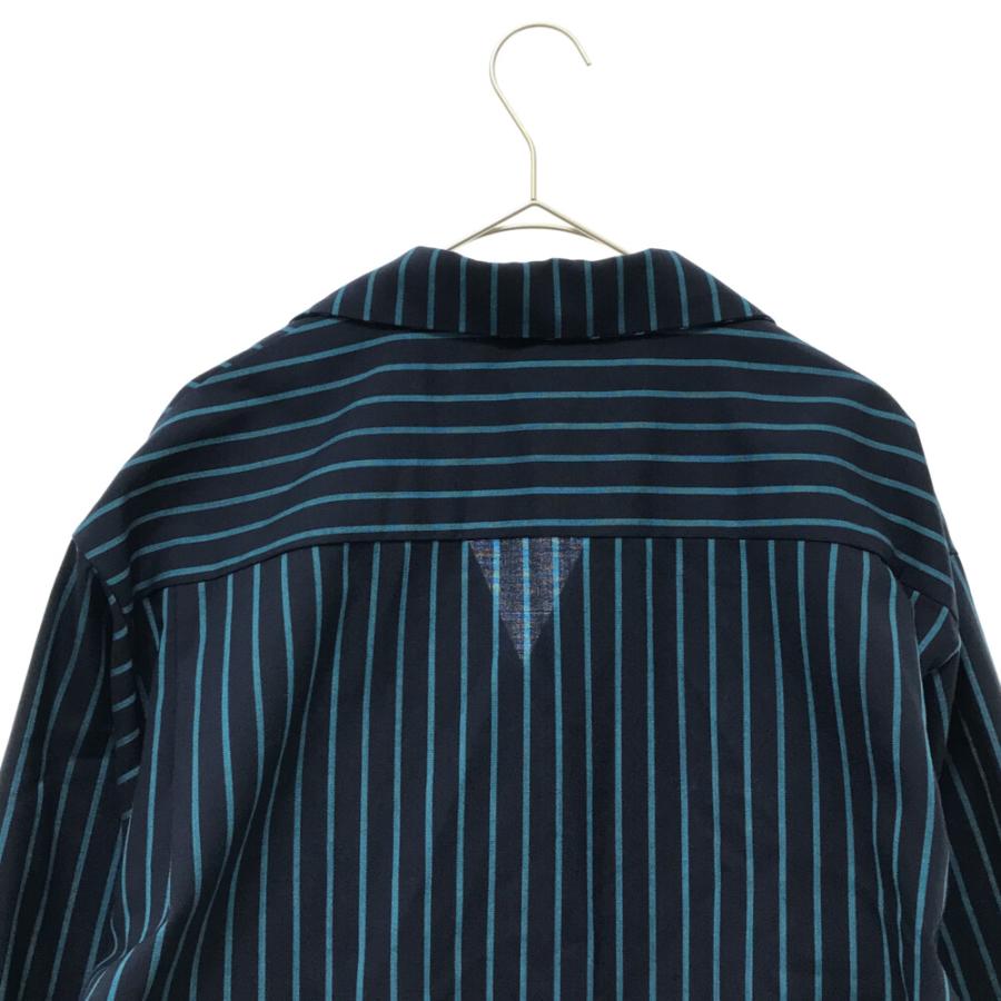 マーカウェア 18AW ストライプデザイン 開襟 長袖シャツ ネイビー 