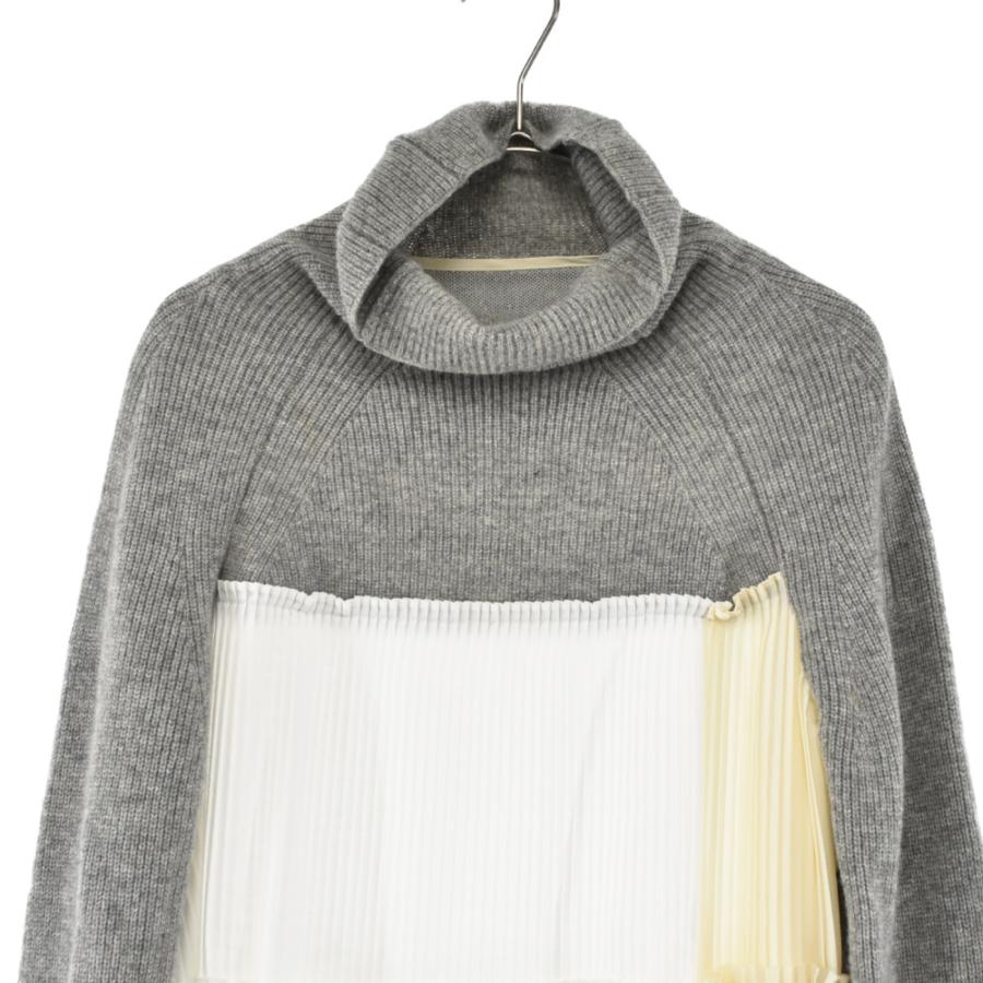 Sacai (サカイ) タートルネック ドッキング プリーツワンピース グレー  