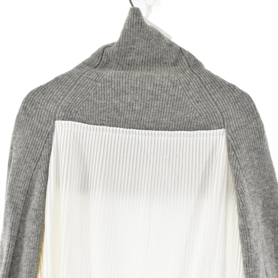 sacai グレー×ホワイト プリーツワンピース sacai グレー×ホワイト プリーツワンピース