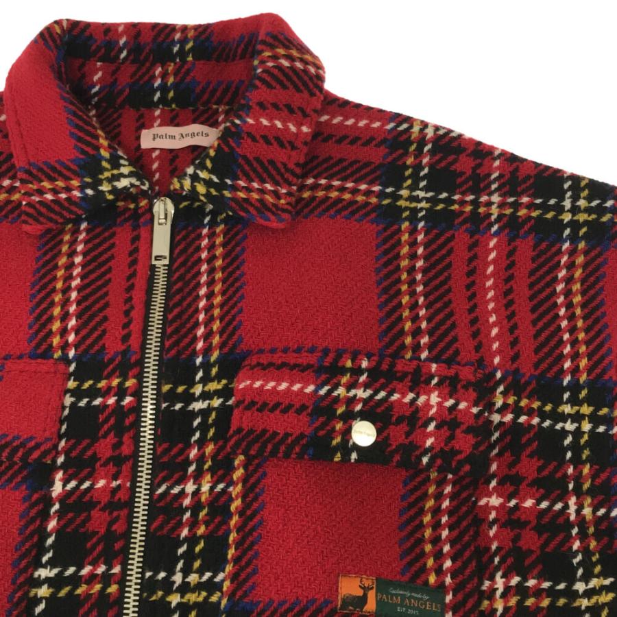 パームエンジェルス 19AW バックロゴチェック柄ツイードジップシャツジャケット レッド PMGA052F19656023