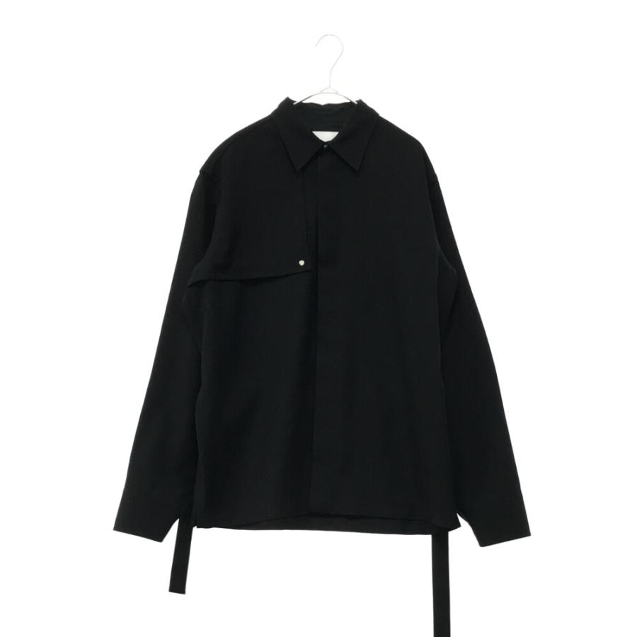 ジルサンダー 19AW ベルテッド 比翼ボタン 長袖シャツ ブラック 