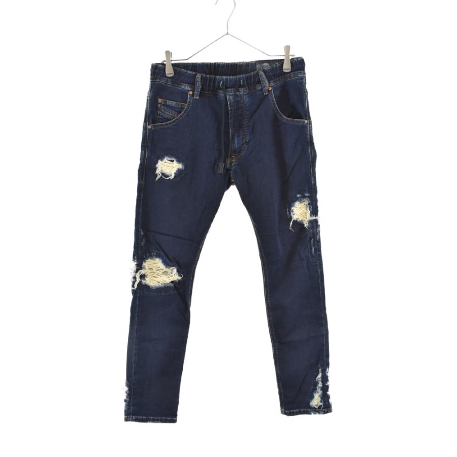 ディーゼル KROOLEY-NE ダメージ加工 ストレッチデニム ジョガーパンツ