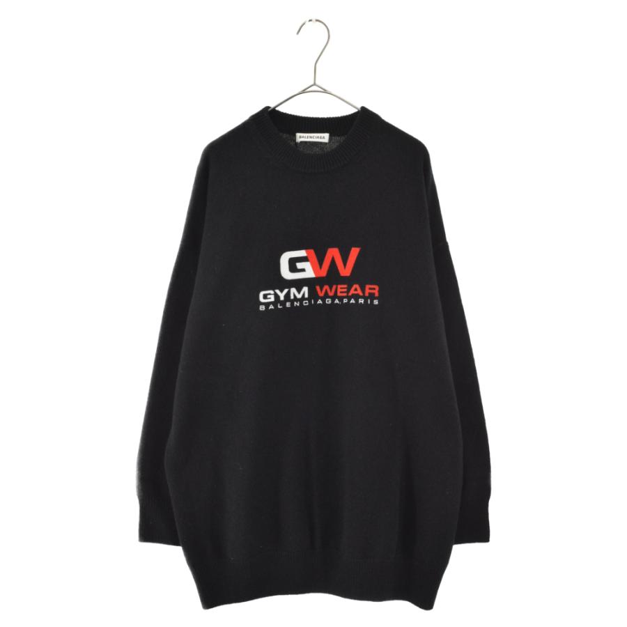バレンシアガ 20AW GYM WEAR ジムウェア 刺繍 ニット セーター ブラック 626184 9023D210023BRING
