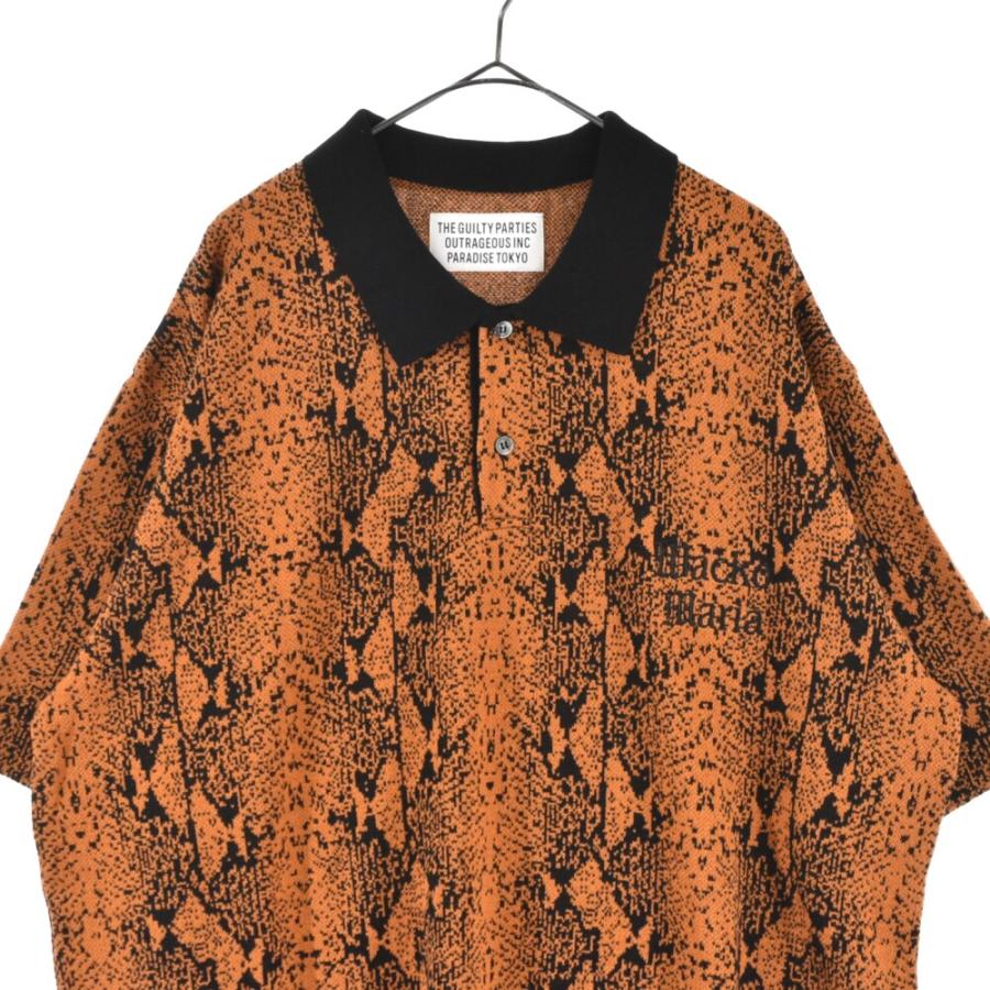ワコマリア 23SS PYTHON KNIT POLO SHIRT パイソン柄ニット半袖