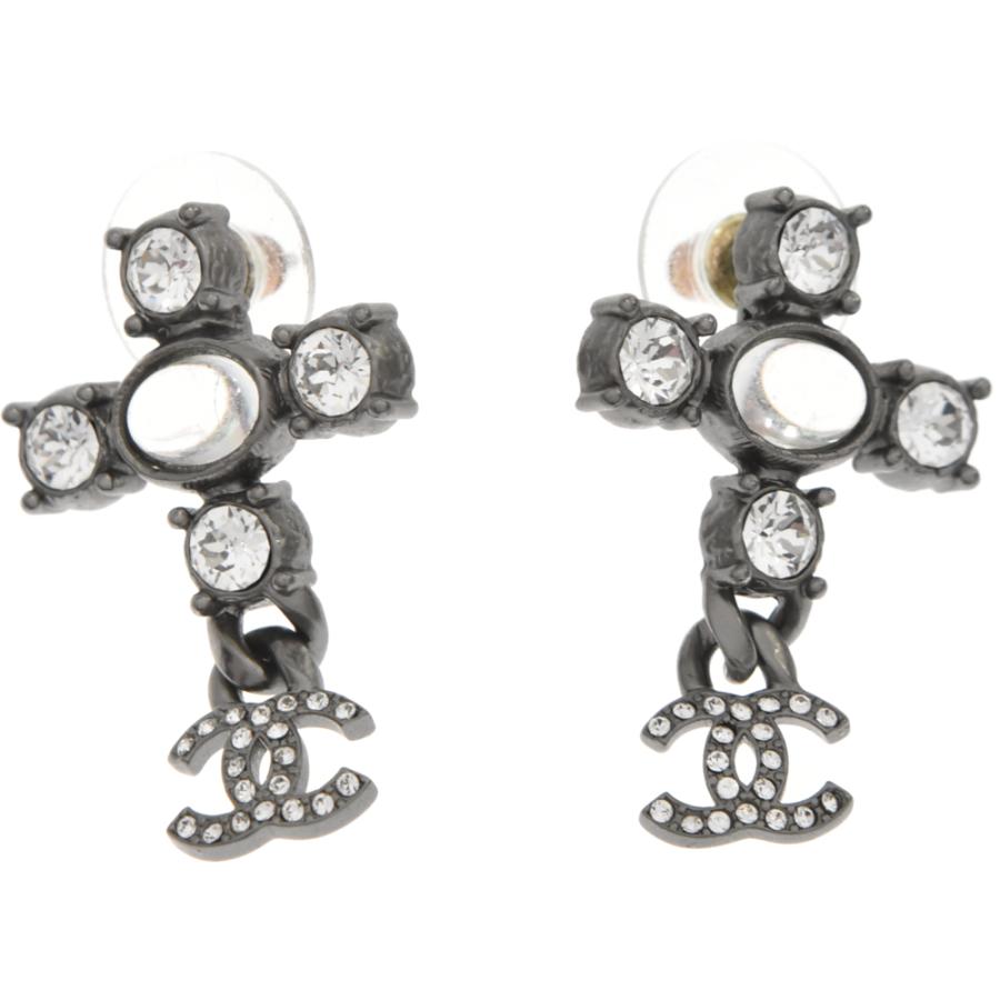 シャネル A21/K ココマーク ストーンデザイン クロスデザイン ピアス  