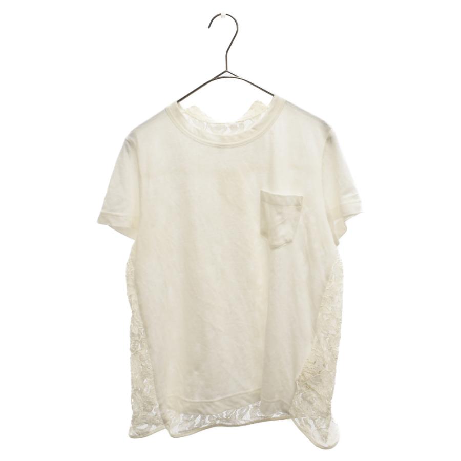 Sacai サカイ 16SS バックレース 切り替え 半袖Tシャツ ホワイト 