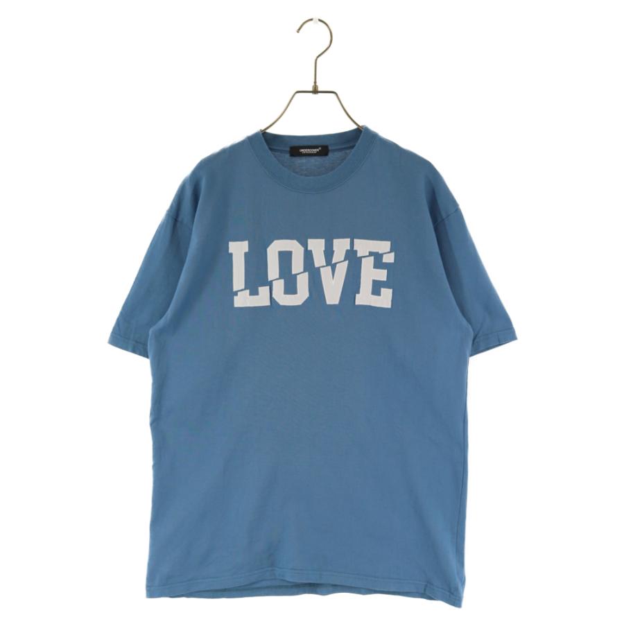UNDERCOVER アンダーカバー 23SS LOVEサテンパッチ半袖Tシャツ ブルー 