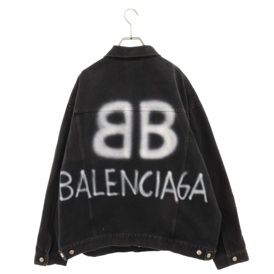 BALENCIAGA バレンシアガ 22SS Spray Paint BB Logo Denim Jacket スプレー ペイント ビービー