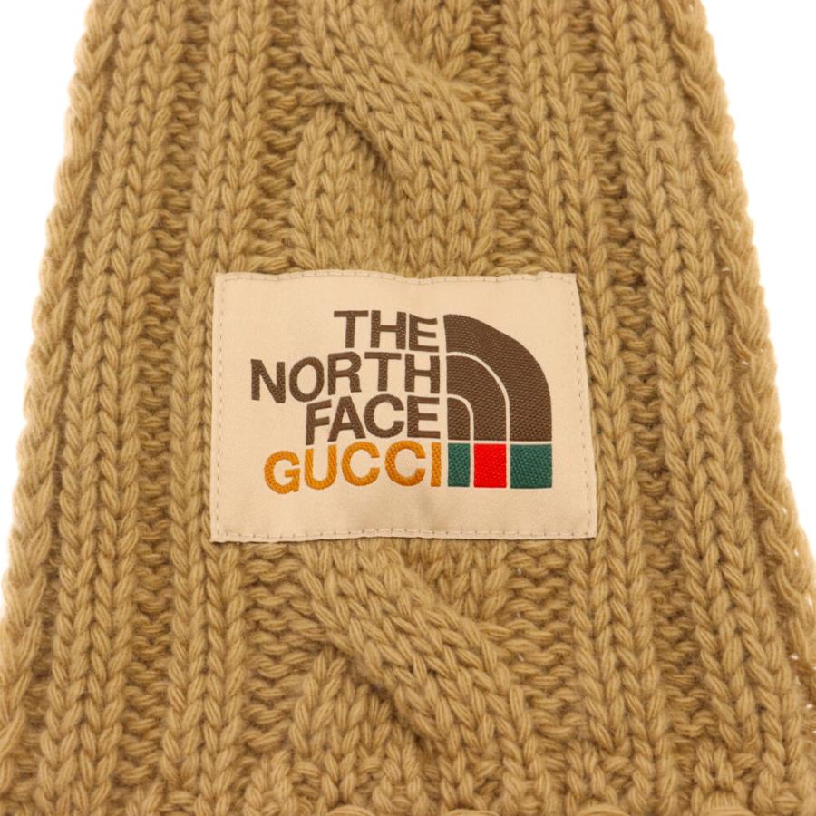 GUCCI グッチ ×THE NORTH FACE ザノースフェイス ウールニットフリンジ ローゲージマフラー ブラック 653561 GUCCI（グッチ） グッチ×THE NORTH FACE×ザノースフェイス ウール