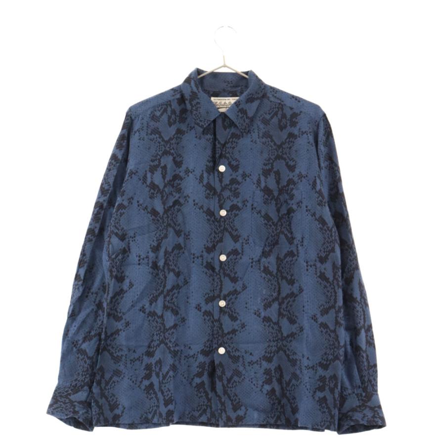 ワコマリアwacko maria パイソン蛇柄シャツ青水色美品