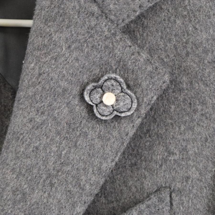 LARDINI チェスターコート 花ブローチ付き LARDINI（ラルディーニ） フラワーコンチョボタン 3B ウールメルトン