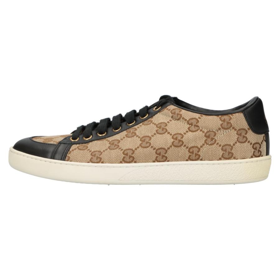 GUCCI グッチ GGロゴ キャンバス レザー切り替え レースアップ 