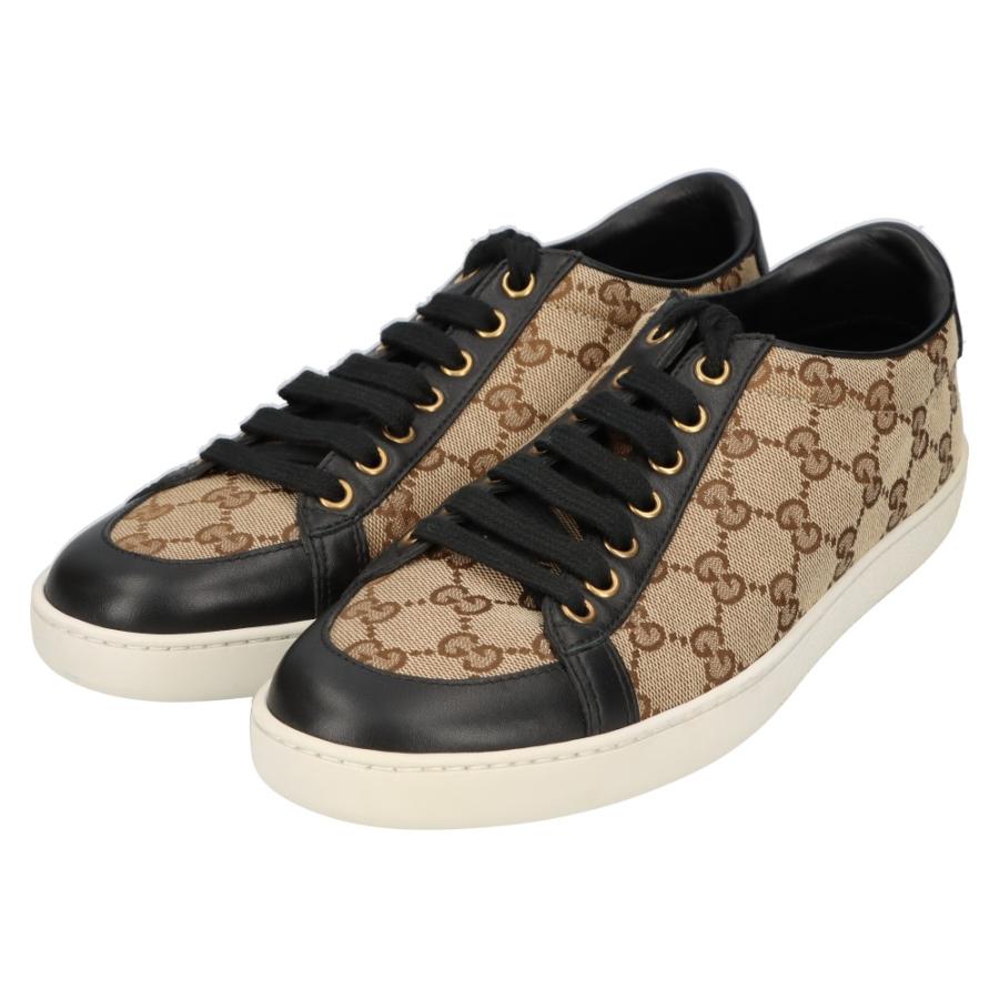 GUCCI グッチ GGロゴ キャンバス レザー切り替え レースアップ 