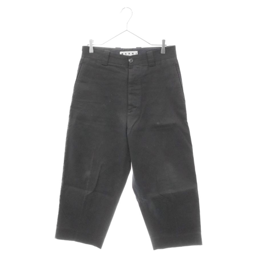 MARNI マルニ ストレッチ コットン ワイドテーパード パンツ ブラック 