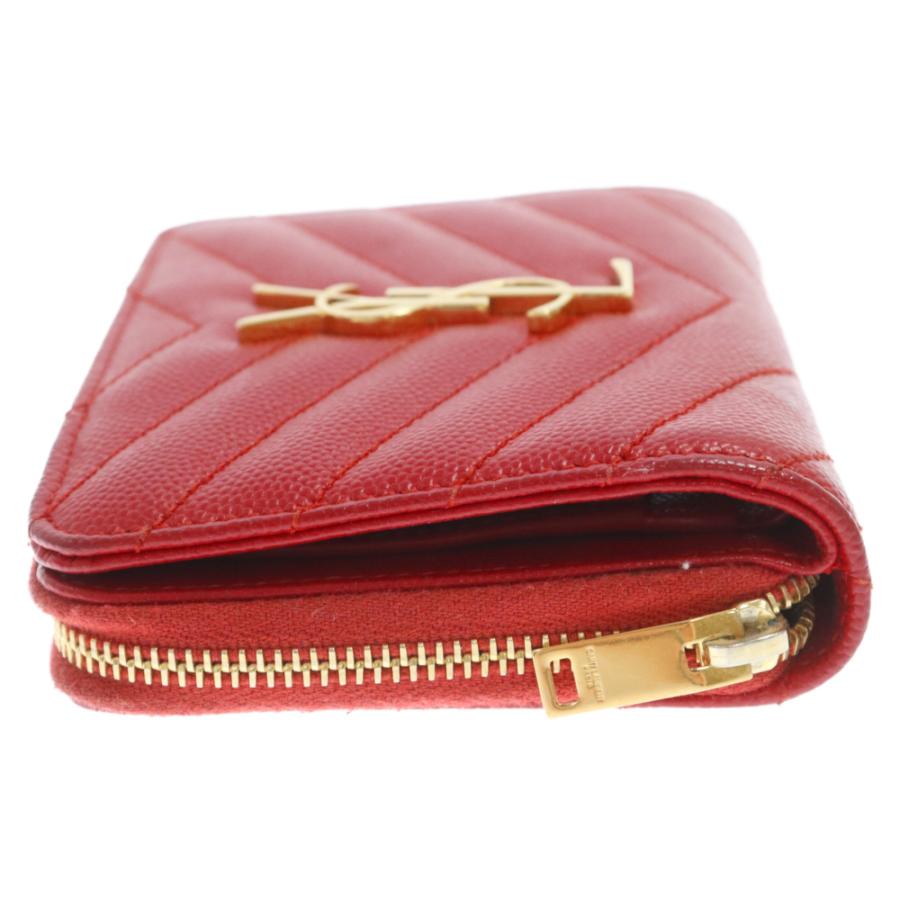 サンローラン YSL コンパクトジップ財布 グレインレザー レッド 403723 SAINT LAURENT PARIS サンローランパリ モノグラム コンパクト