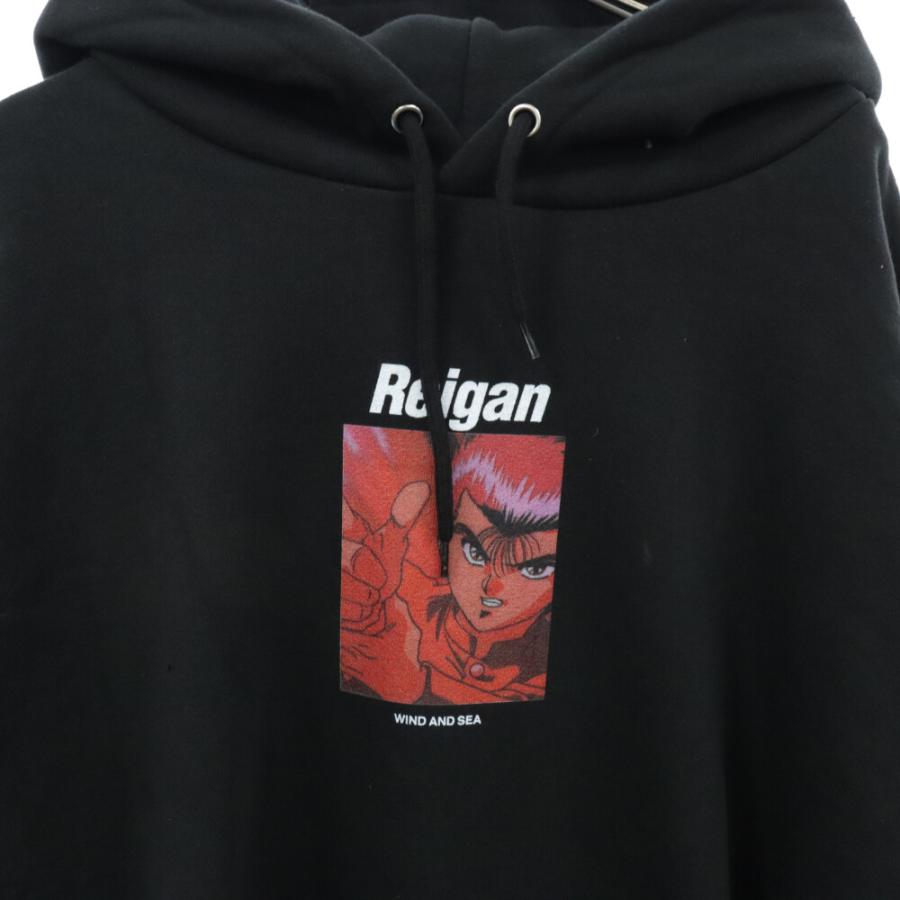 ウィンダンシー 22SS×幽遊白書 WDS REIGAN HOODIE プリント バックロゴフーディ スウェット プルオーバーパーカー ブラック WDS-YYHS-01｜shopbring｜03