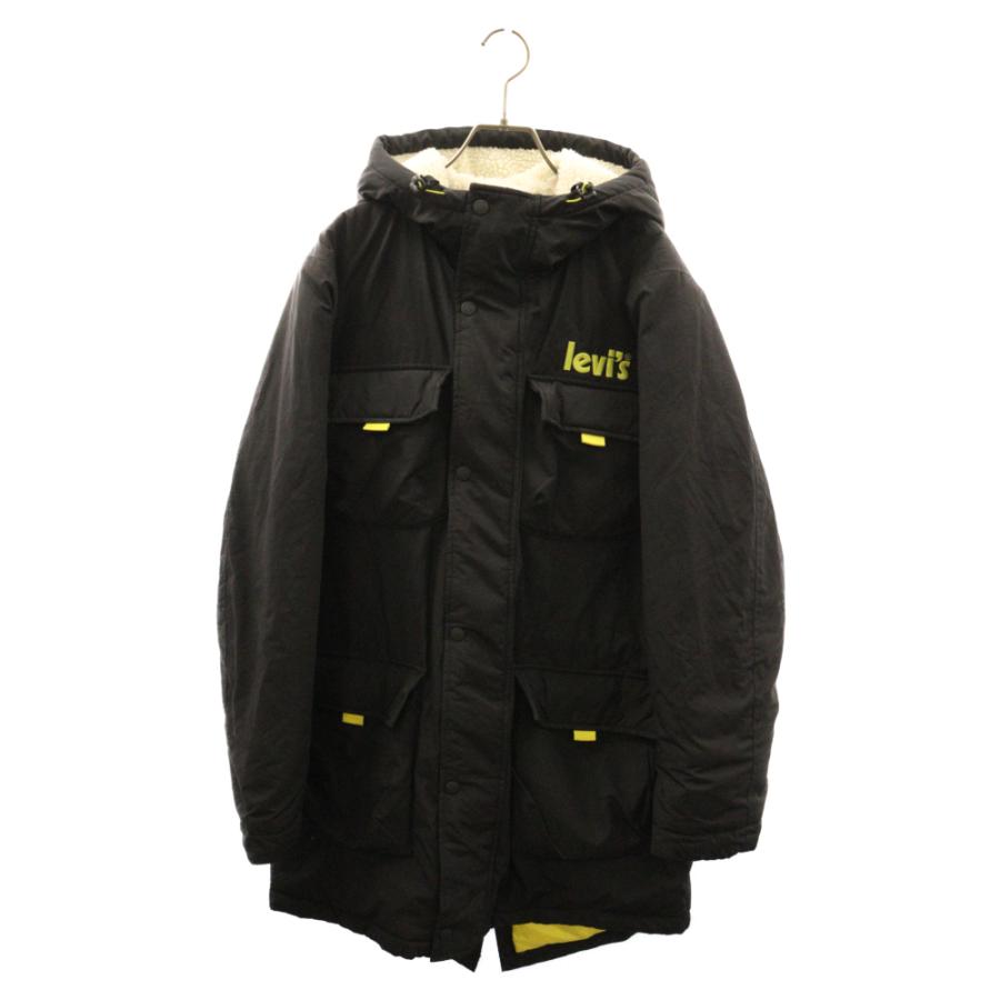 Levi's（リーバイス） ロゴ刺繍裏地ボア付きフード 中綿ナイロンロング