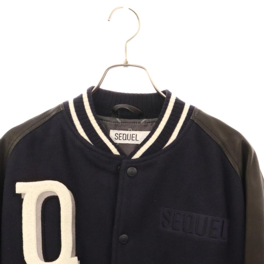 SEQUEL シークエル フロントパッチ刺繍 レザースリーブ カシミヤ混