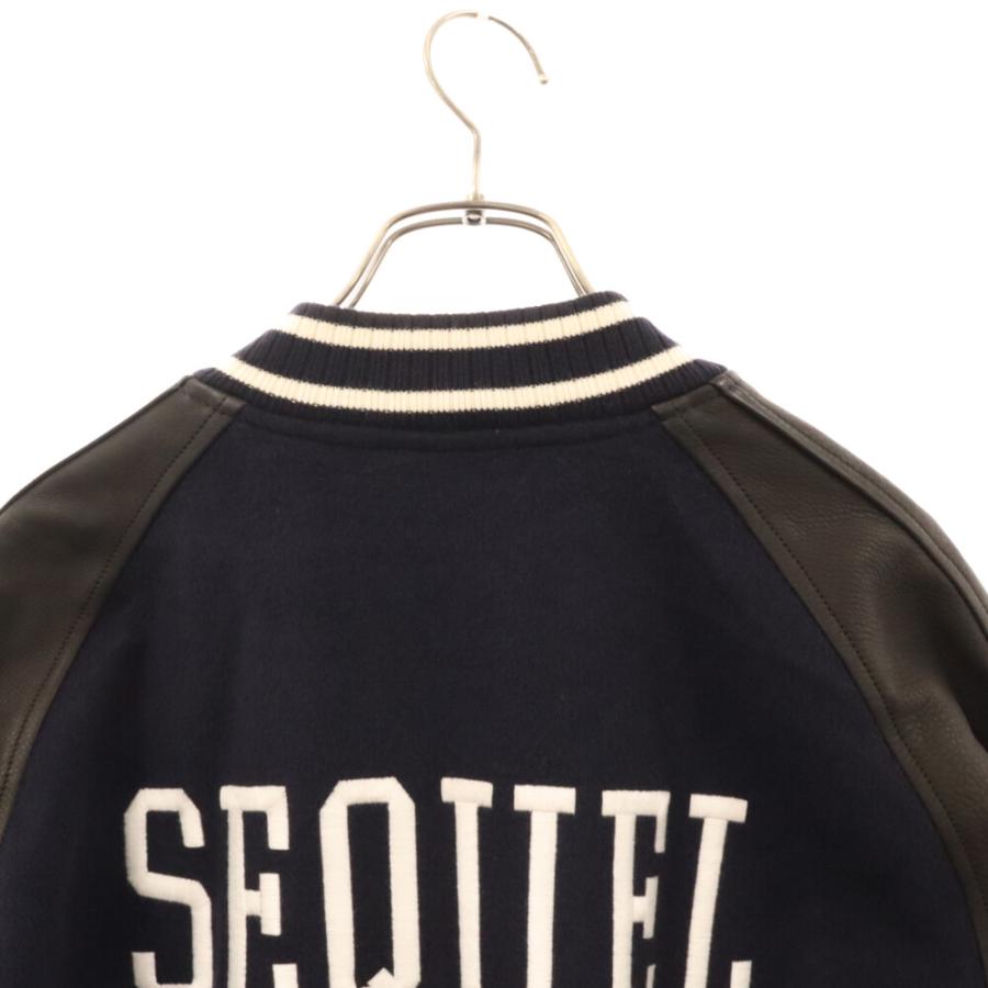 SEQUEL シークエル フロントパッチ刺繍 レザースリーブ カシミヤ混