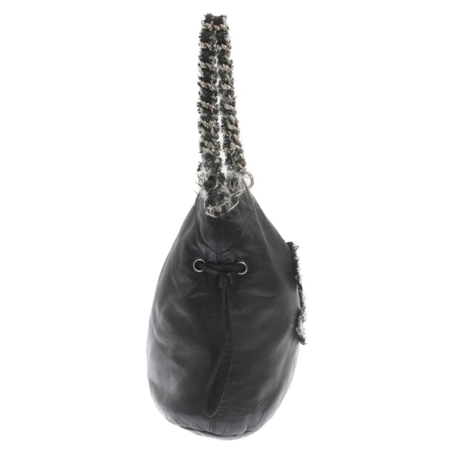 CHANEL（シャネル） レザー/ツイード チェーンハンドルバッグ ブラック