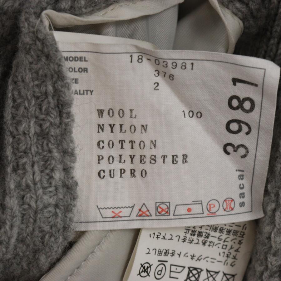 sacai（サカイ） ナイロン切替ジップアップニットカーディガン グレー
