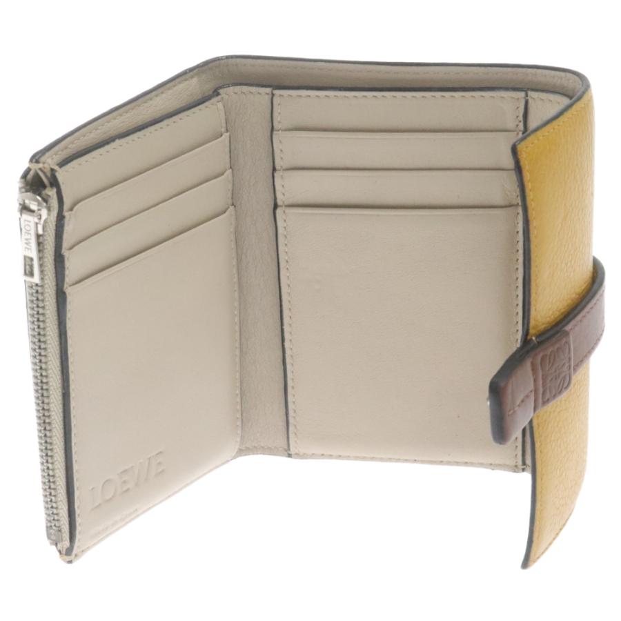 【最終価格】LOEWE 三つ折り財布 イエロー×ブラウン LOEWE（ロエベ） レザー スモール バーティカルウォレット 財布