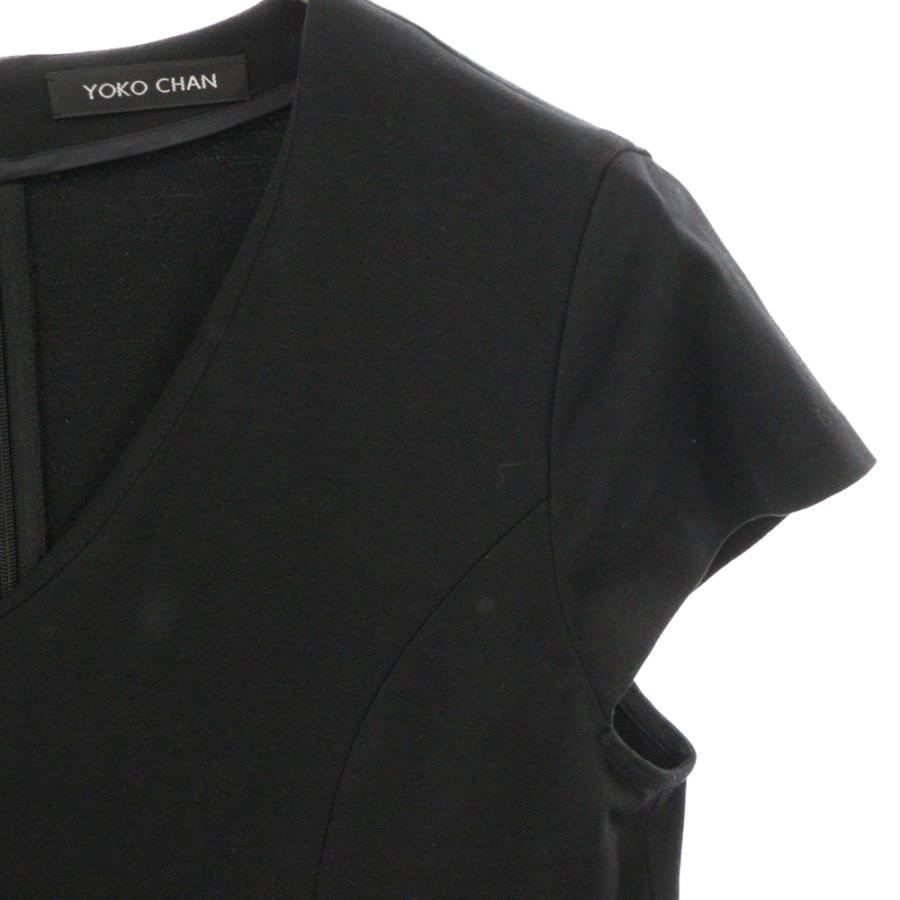 YOKO CHAN ヨーコ チャン Vネック 膝丈ギャザー プリーツバルーン 半袖