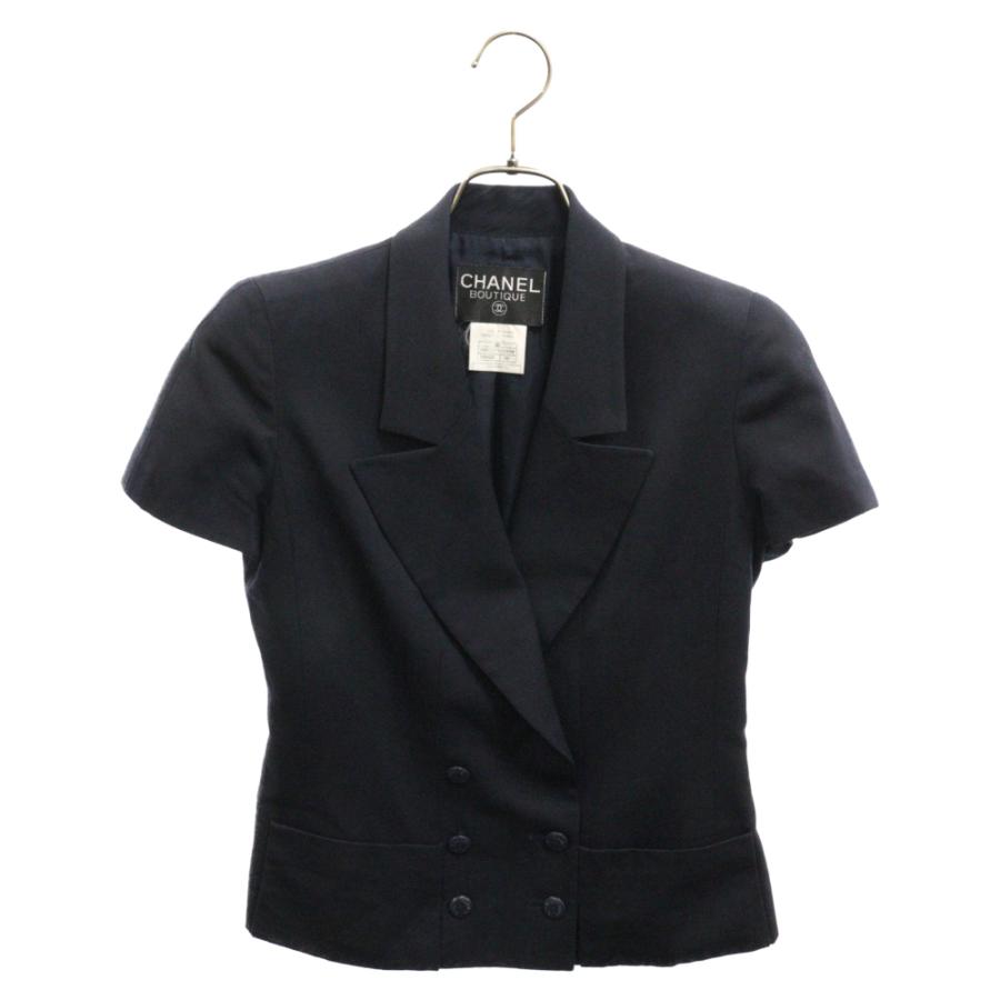 シャネルダブルブレスト ウールジャケット黒
