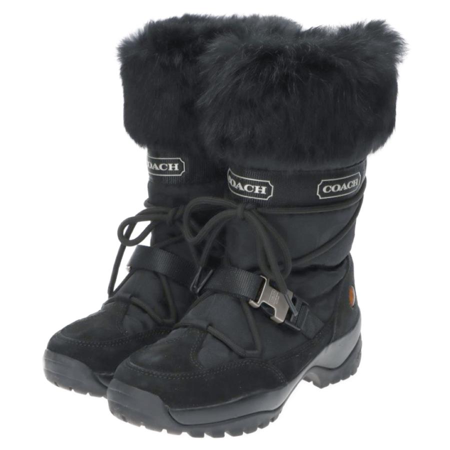 COACH（コーチ） シグネチャー ファー スノーブーツ ブラック : BRING