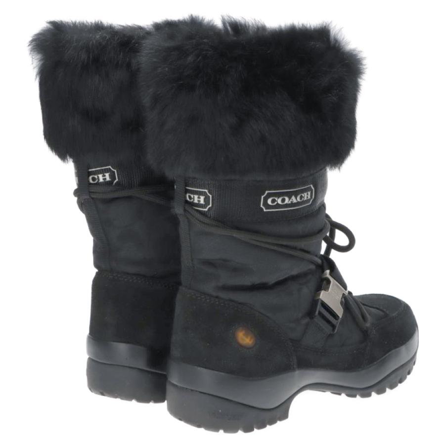 COACH ファー付きムートンブーツ ブラック COACH（コーチ） シグネチャー ファー スノーブーツ ブラック : BRING